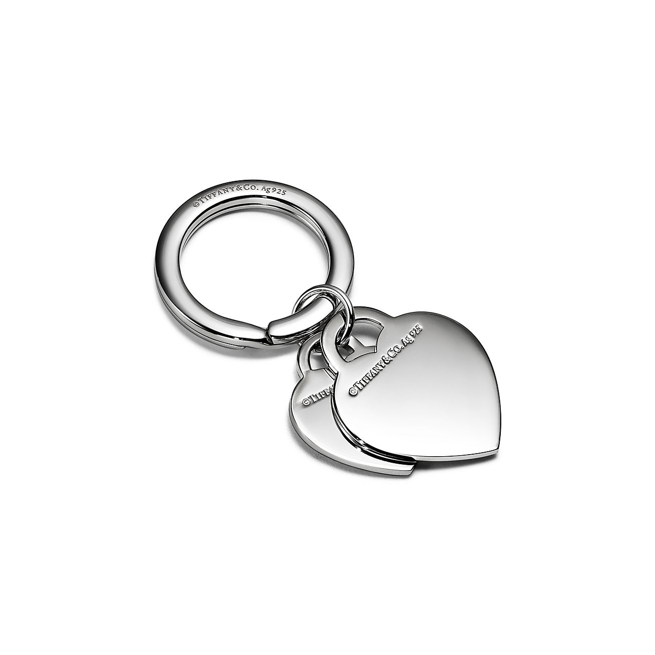 Return to Tiffany® Double Heart Tag Key Ring in Silver with 