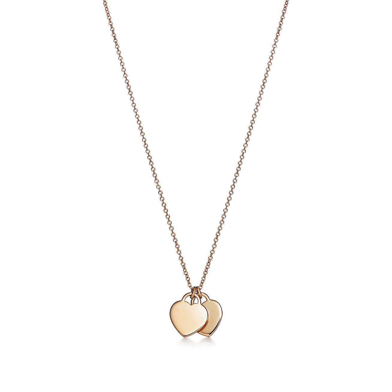 Double Heart Necklace, made of 925 sterling silver / 18k rose gold finish |  Charming Pendants