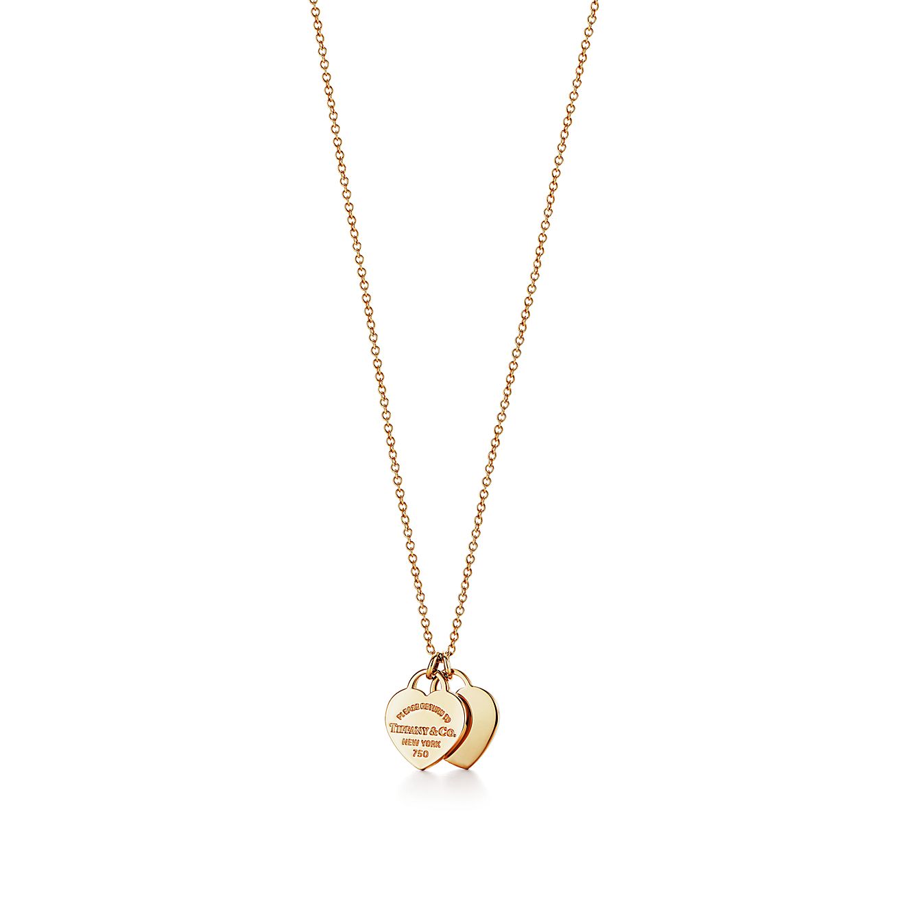 Return to Tiffany® Double Heart Tag Pendant in Yellow Gold, Mini | Tiffany & Co.