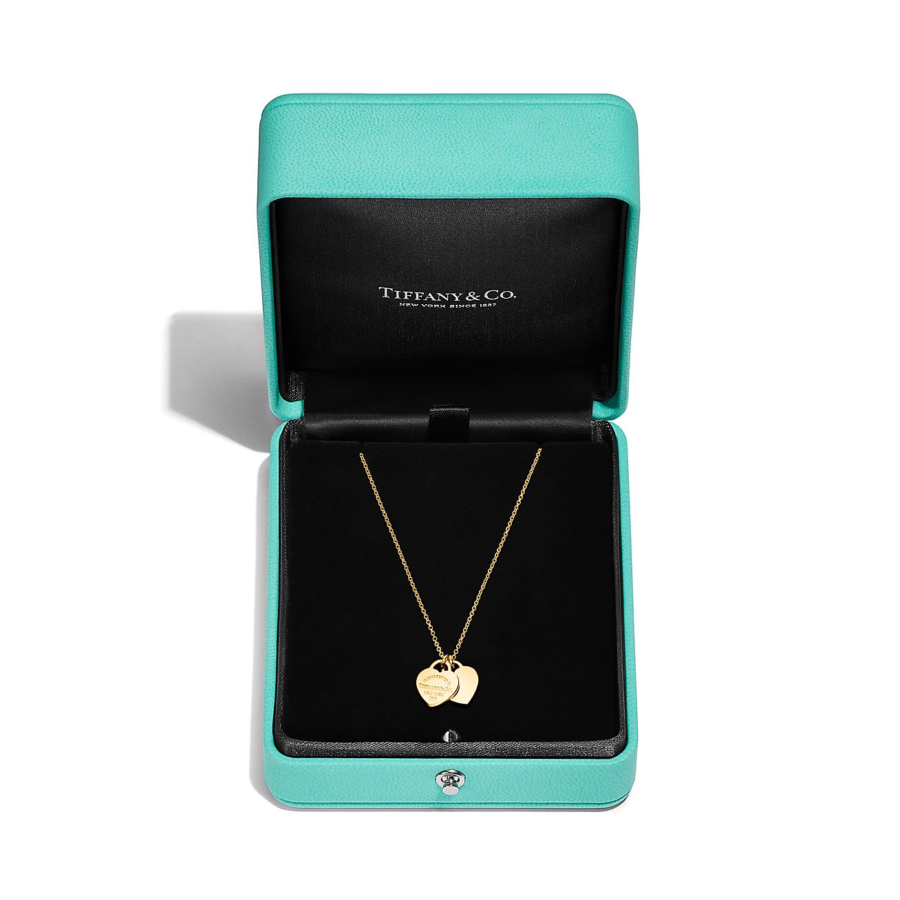 Heart Tag Pendant Necklace Double Heart Tiffany Tiffany Blue
