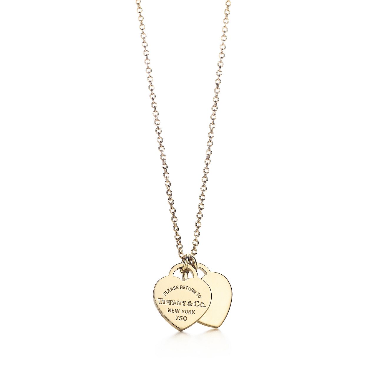 Double Heart Tag Pendant in Yellow Gold 