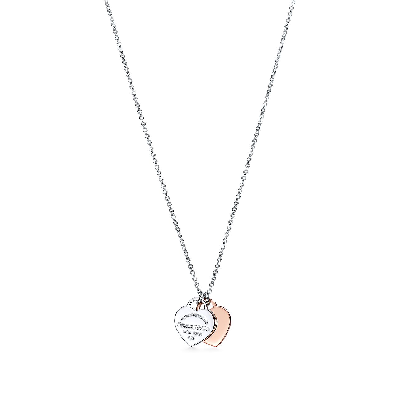 Return to Tiffany® Double Heart Tag Pendant in Silver and Rubedo 