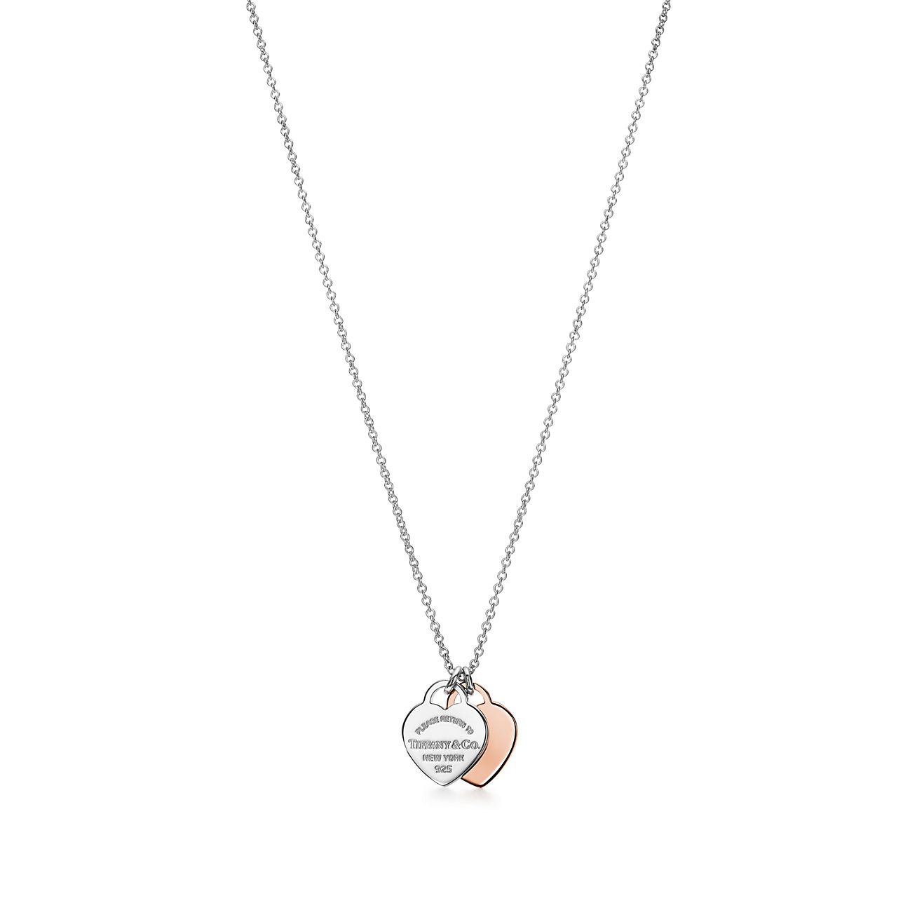 Return to Tiffany® Double Heart Tag Pendant in Silver and Rose Gold, Mini