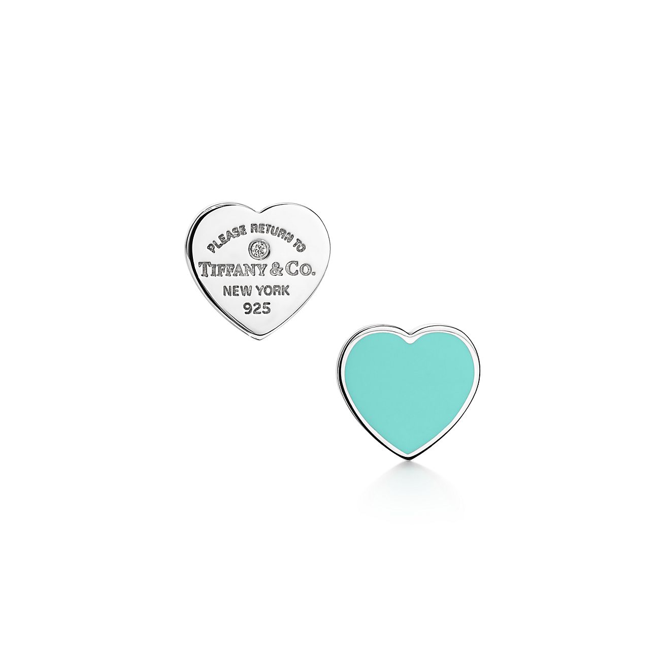 Return to Tiffany™ Earrings in Silver with Tiffany Blue® and a Diamond, Mini | Tiffany & Co.