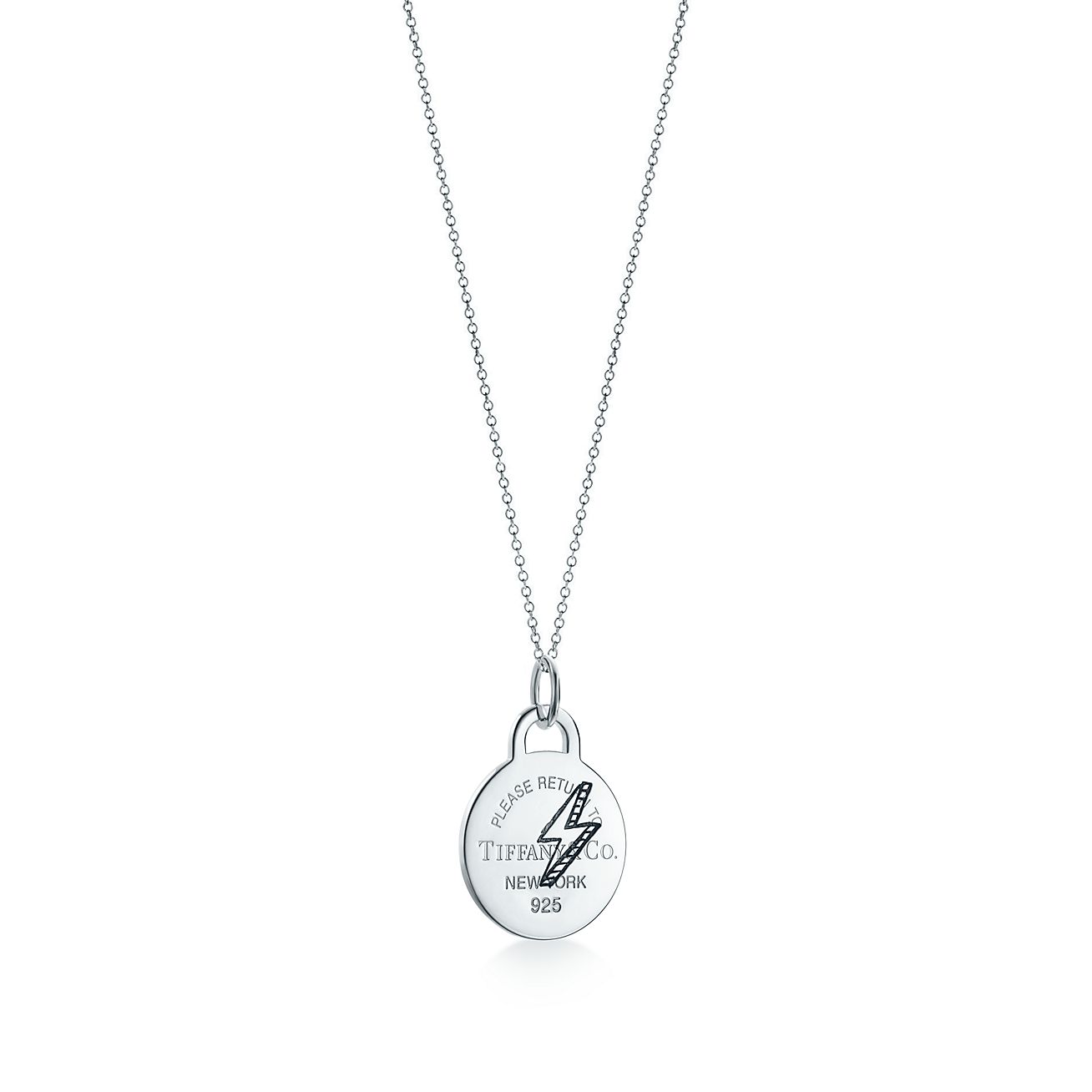 Return to Tiffany® Etched Lightning Bolt Round Tag Charm