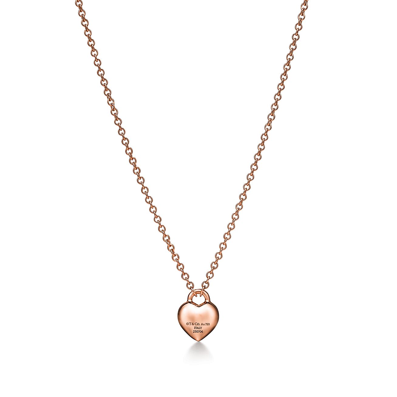 Rose gold heart shaped on sale necklace