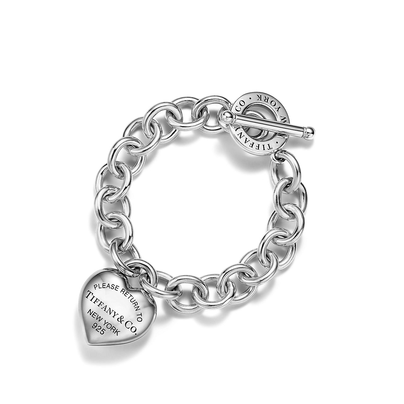 Newgrange Living Silver Diamante Heart Toggle Bracelet