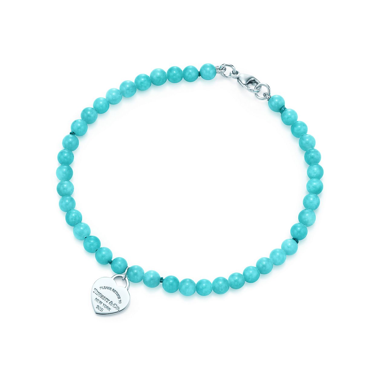 Return To Tiffany Heart Bead Bracelet In Silver With Amazonite 4 Mm Tiffany Co Return To Tiffany Heart Bead Bracelet In Silver With Amazonite 4 Mm Tiffany Co