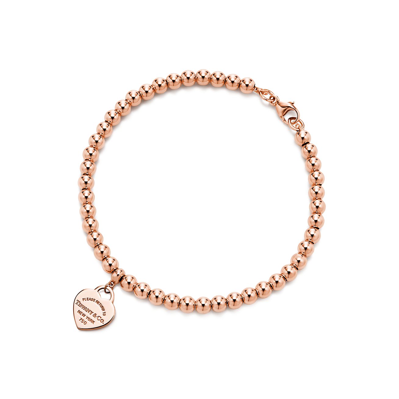 Return to Tiffany™ Heart Tag Bead Bracelet in Rose Gold, mm