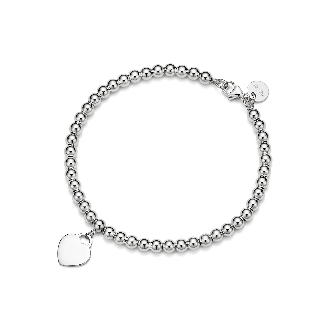 Silver beaded store bracelet with heart
