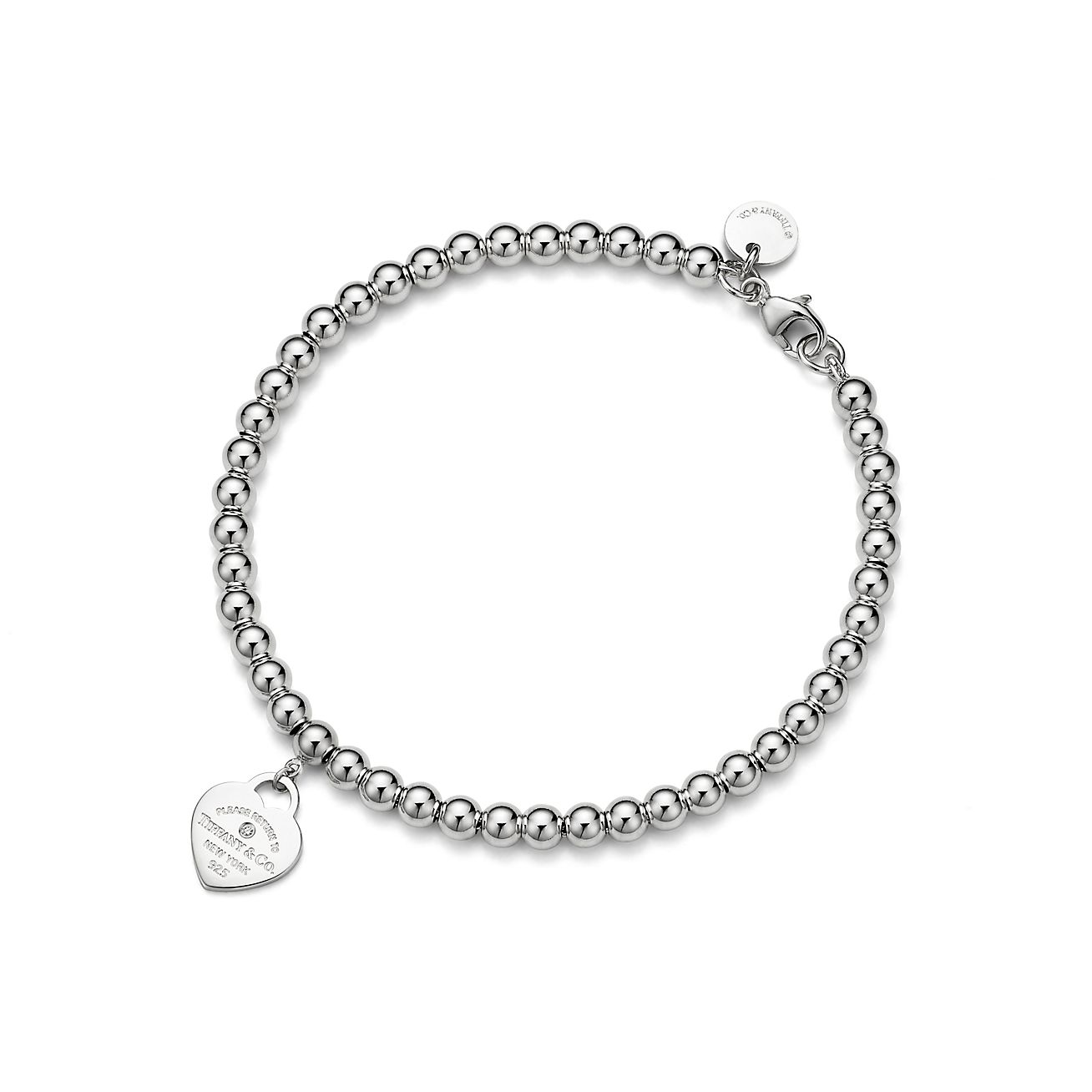 Return to Tiffany™ Heart Tag Bead Bracelet in Silver with a Diamond, 4 mm | Tiffany & Co.
