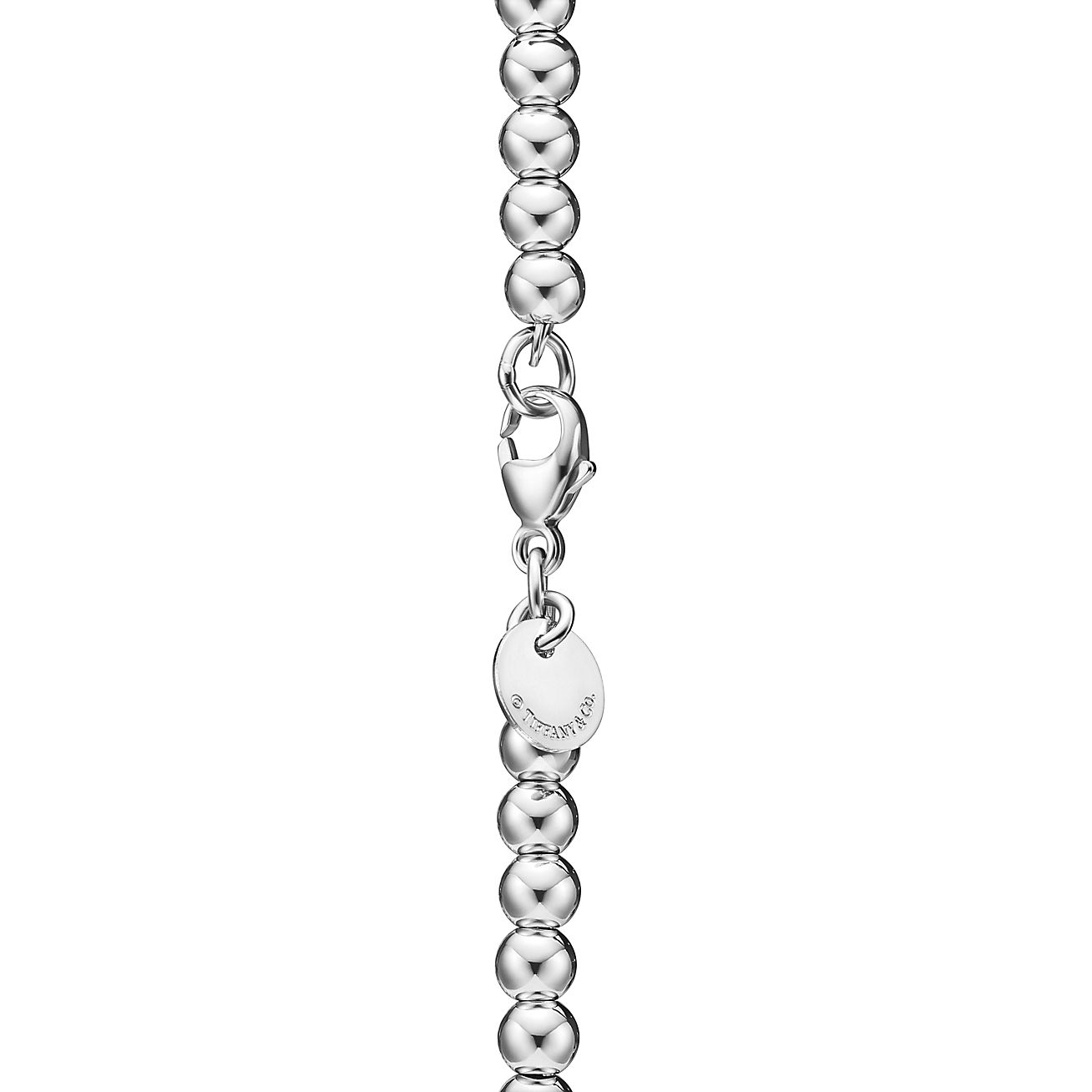 Return to Tiffany® Pink Heart Tag Bead Bracelet in Silver, 4 mm