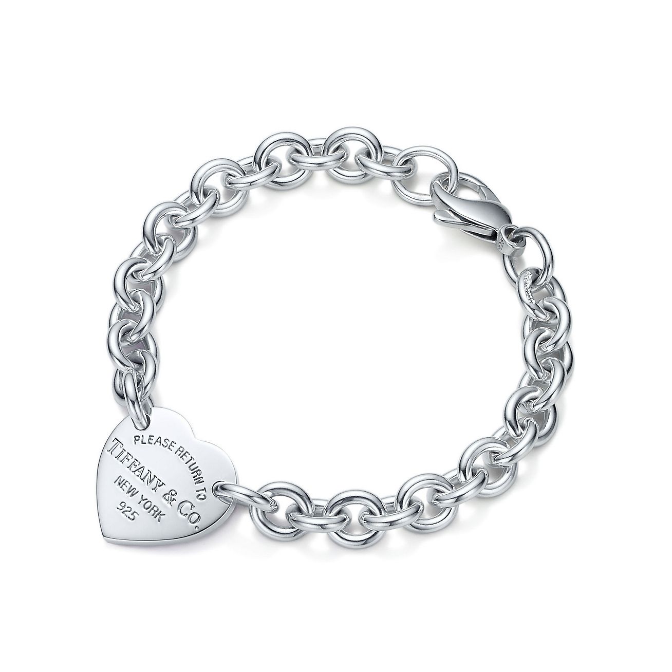 sterling silver heart tag bracelet