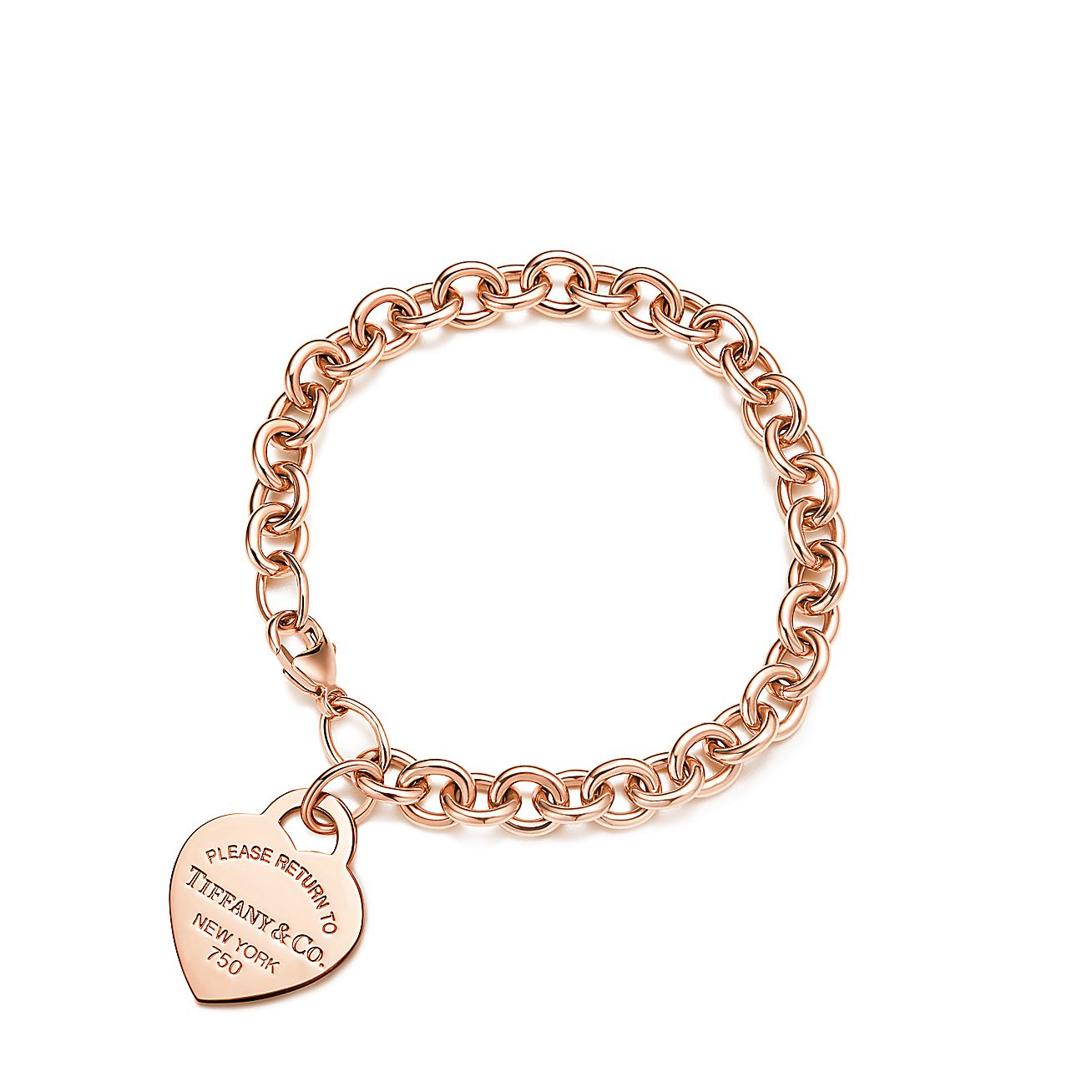 Return to Tiffany™ medium heart tag in 18k rose gold on bracelet ...