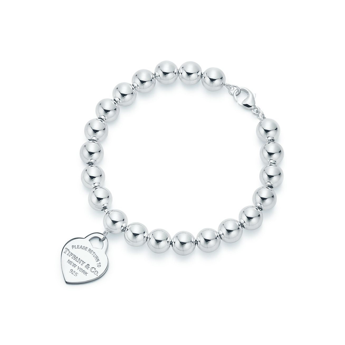 tiffany silver bead bracelet with heart