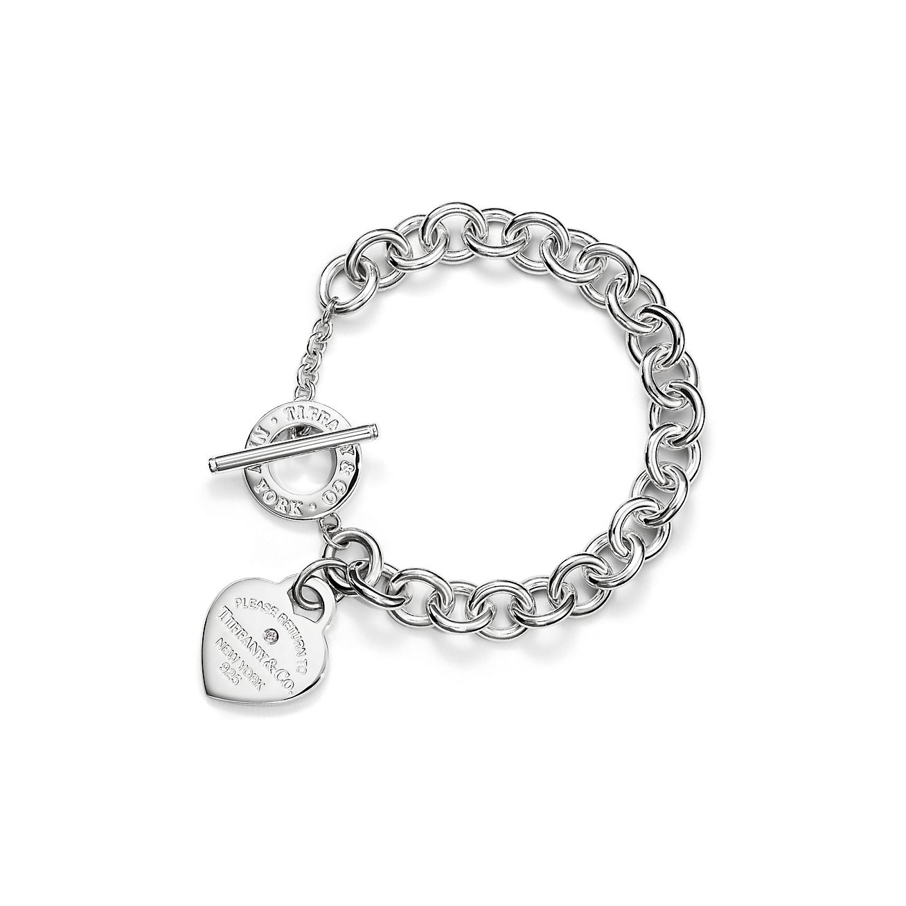 Return to Tiffany® Heart Tag Bracelet in Silver with a Diamond, Medium ...