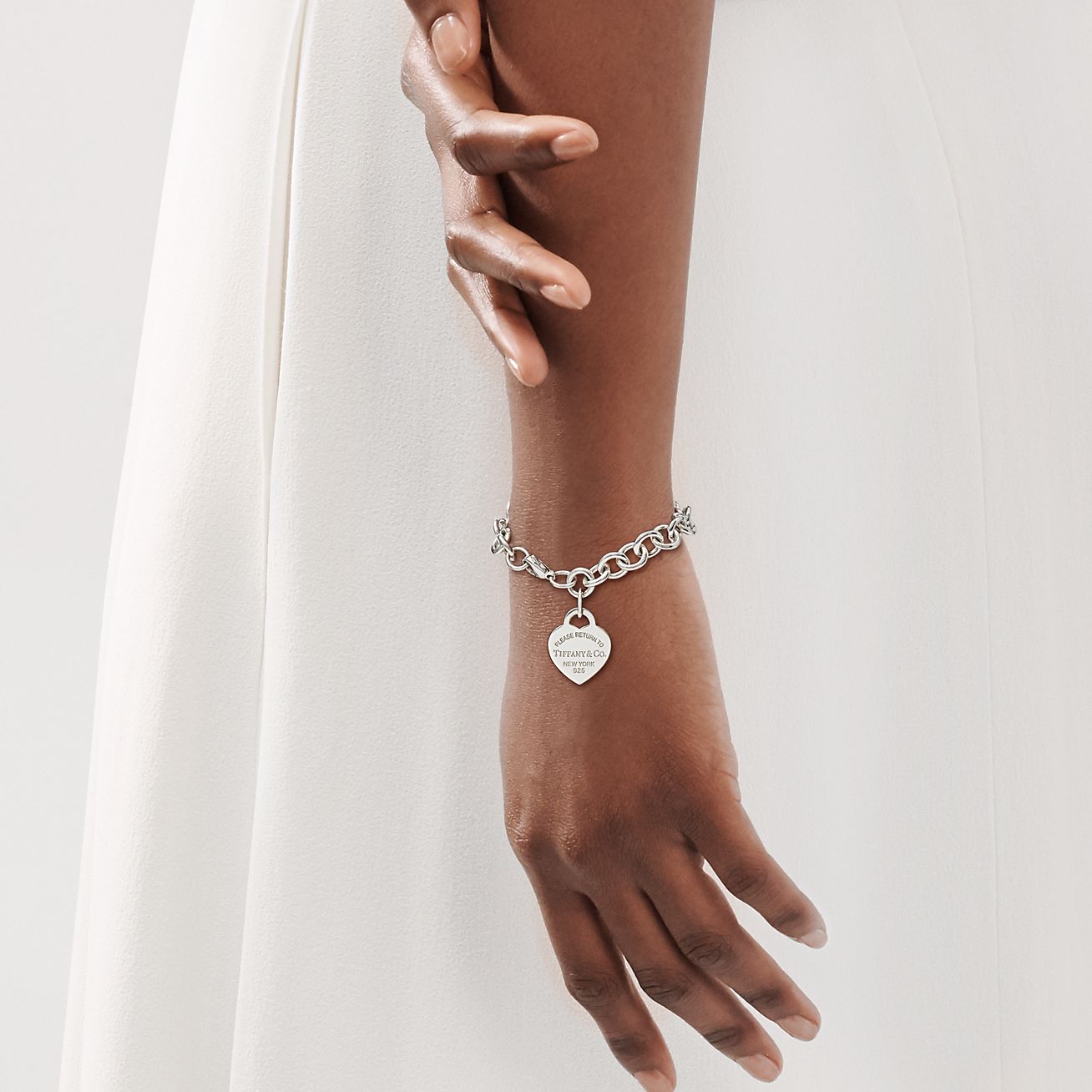 Sterling Silver Heart Charm Bracelet Tiffany Co