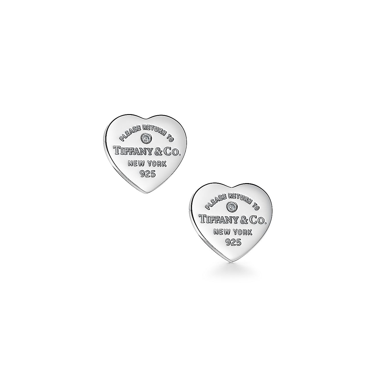 Return to Tiffany®Heart Tag Earrings
in Sterling Silver with a Diamond, Mini
