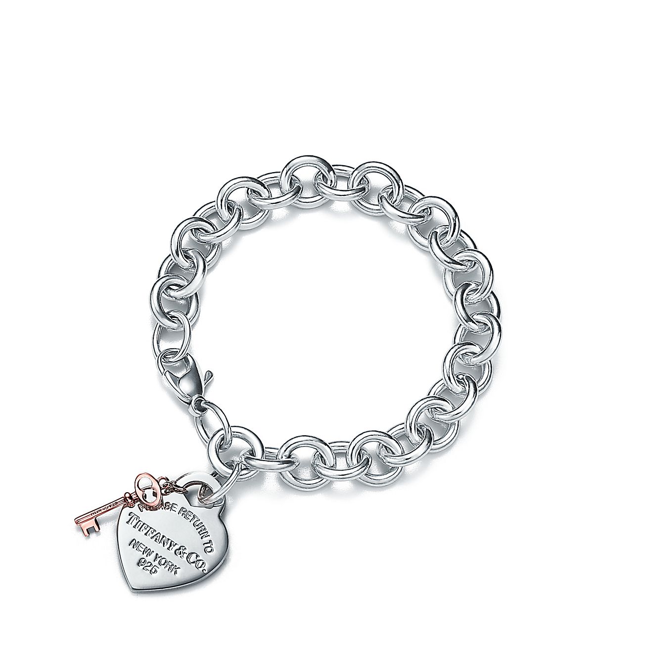 Return To Tiffany Heart Tag Key Bracelet In Sterling Silver And Return To Tiffany Heart Tag Key Bracelet In Sterling Silver And Rubedo Metal Co
