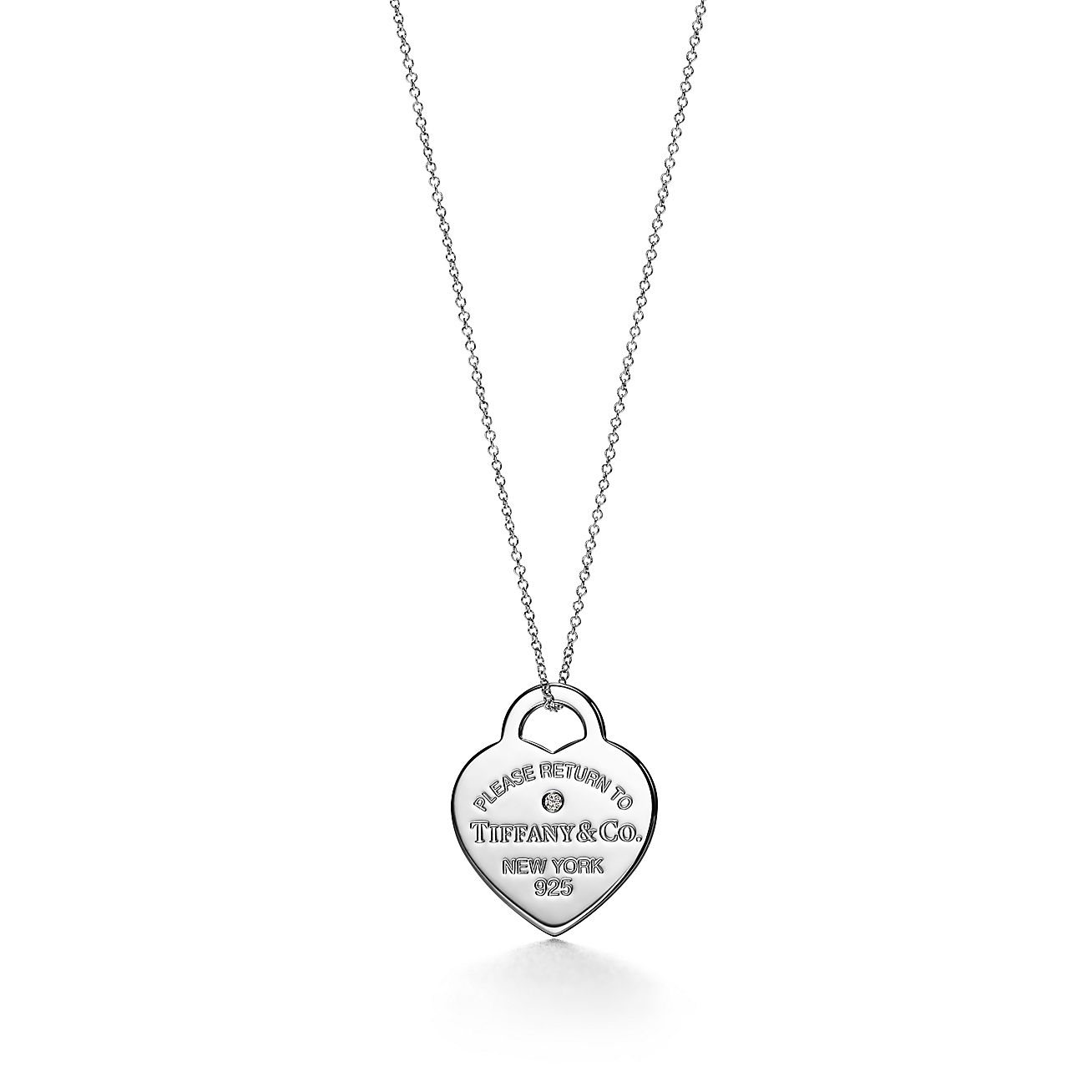 Return to Tiffany® Heart Tag Pendant in Sterling Silver with a Diamond, Medium | Tiffany & Co.