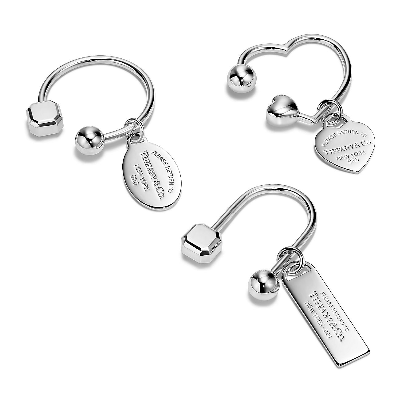 Return to Tiffany® Round and Heart Tag Key Ring in Silver with