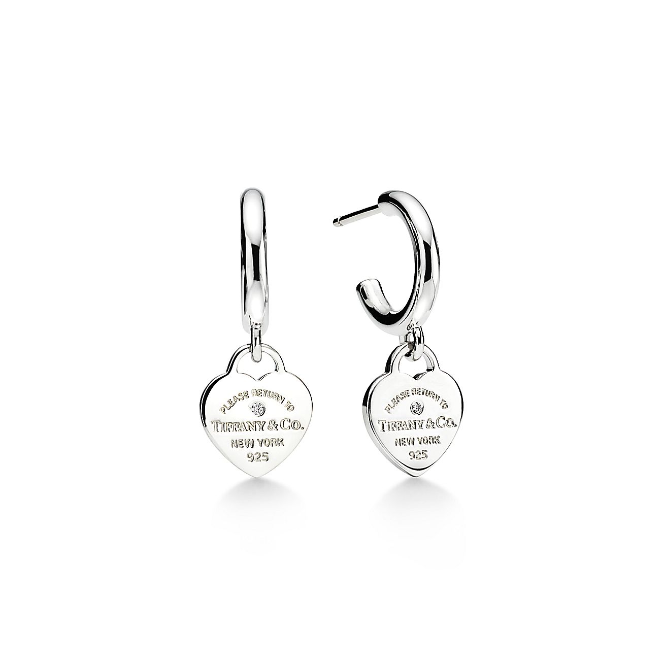 Return to Tiffany® Hoop Earrings in Sterling Silver with Diamonds, Mini