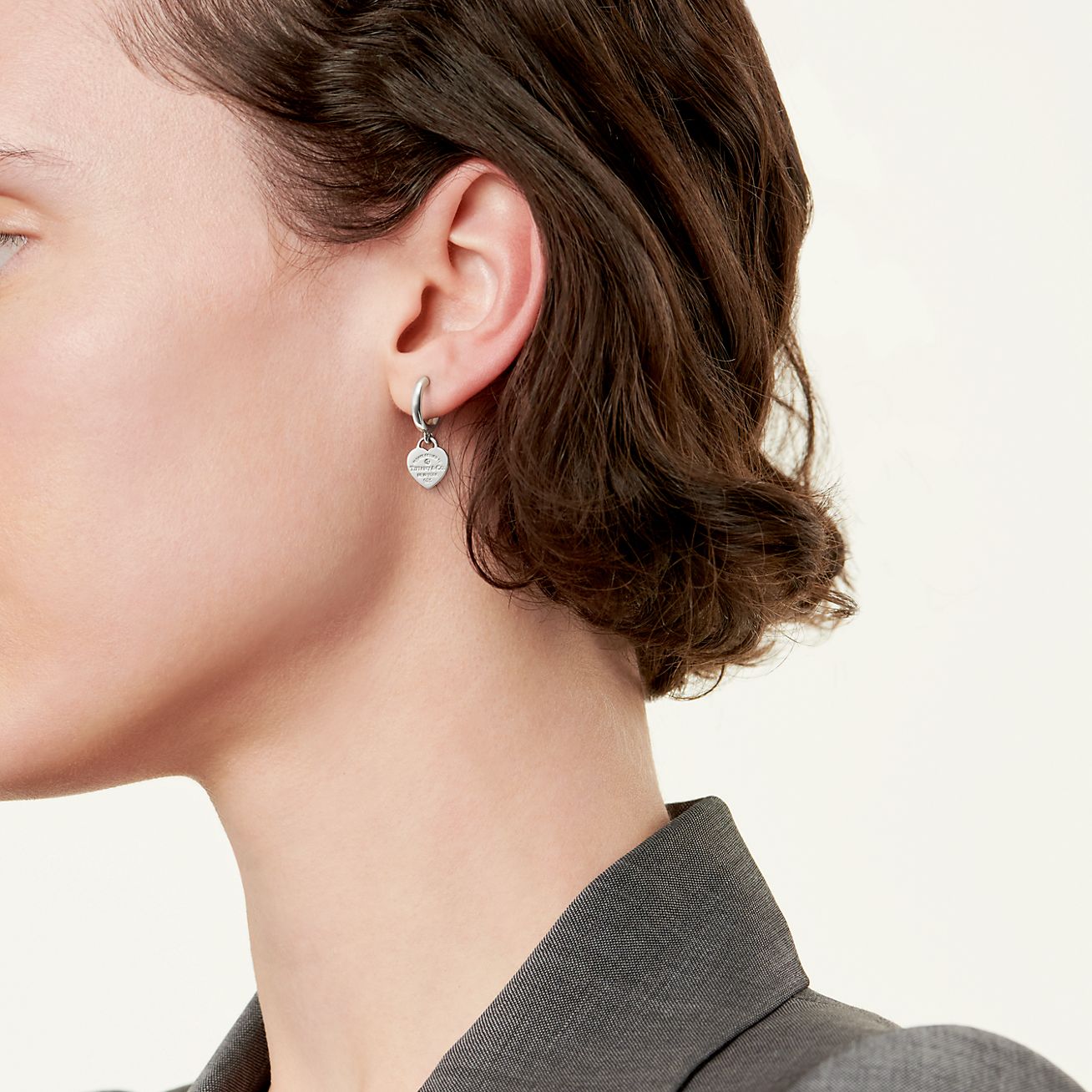 Tiffany Metro hoop earrings in 18k white gold with diamonds small   Tiffany  Co