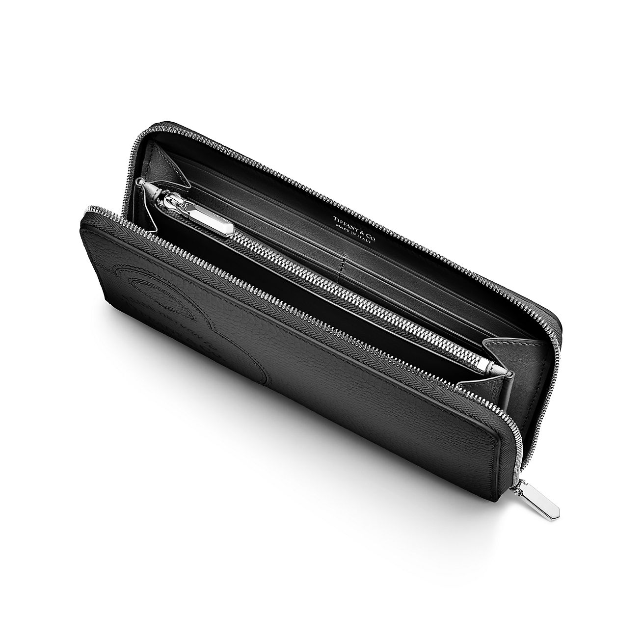 Return to Tiffany® Large Zip Wallet in Black Leather