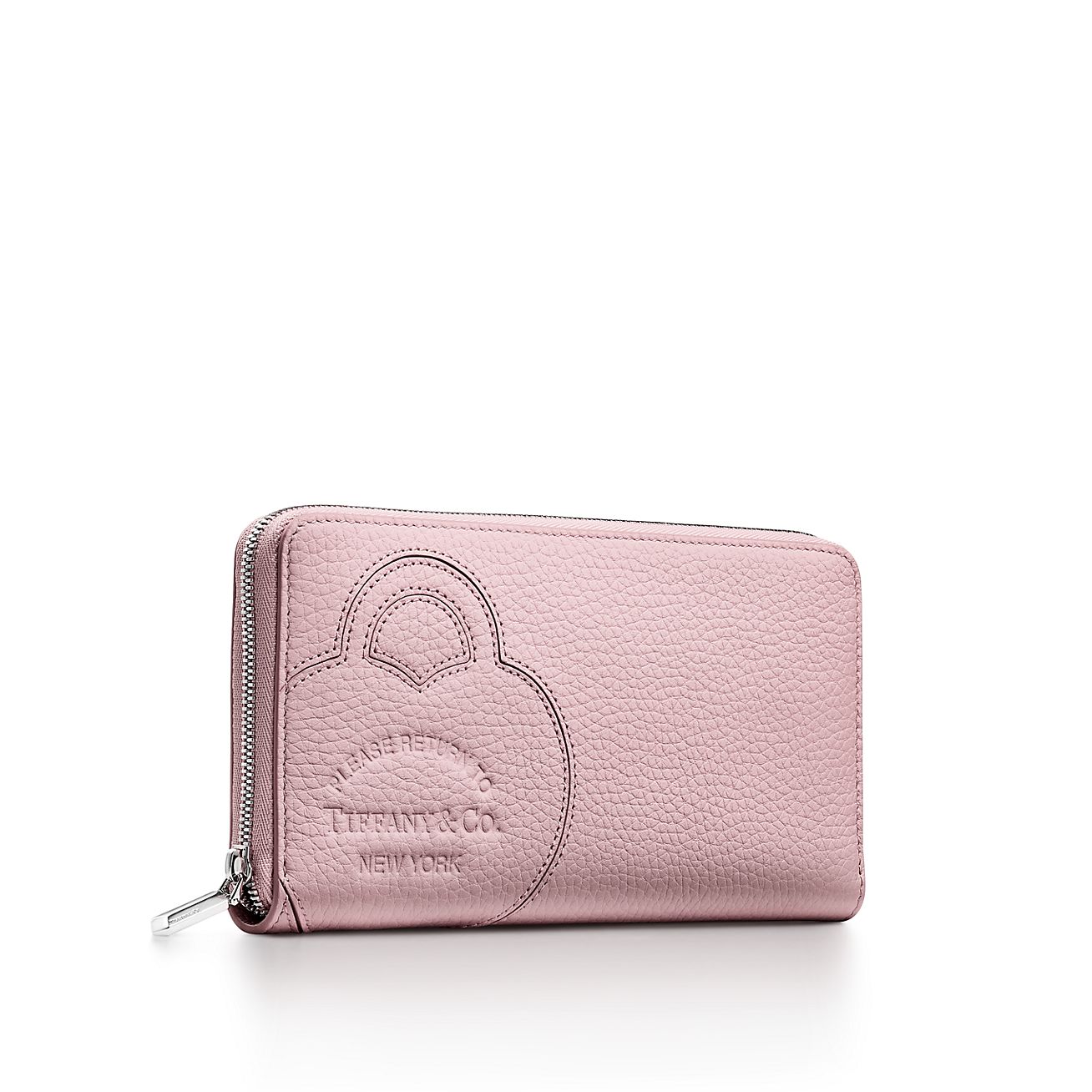 Return to Tiffany™ Large Zip Wallet in Crystal Pink Leather| Tiffany 