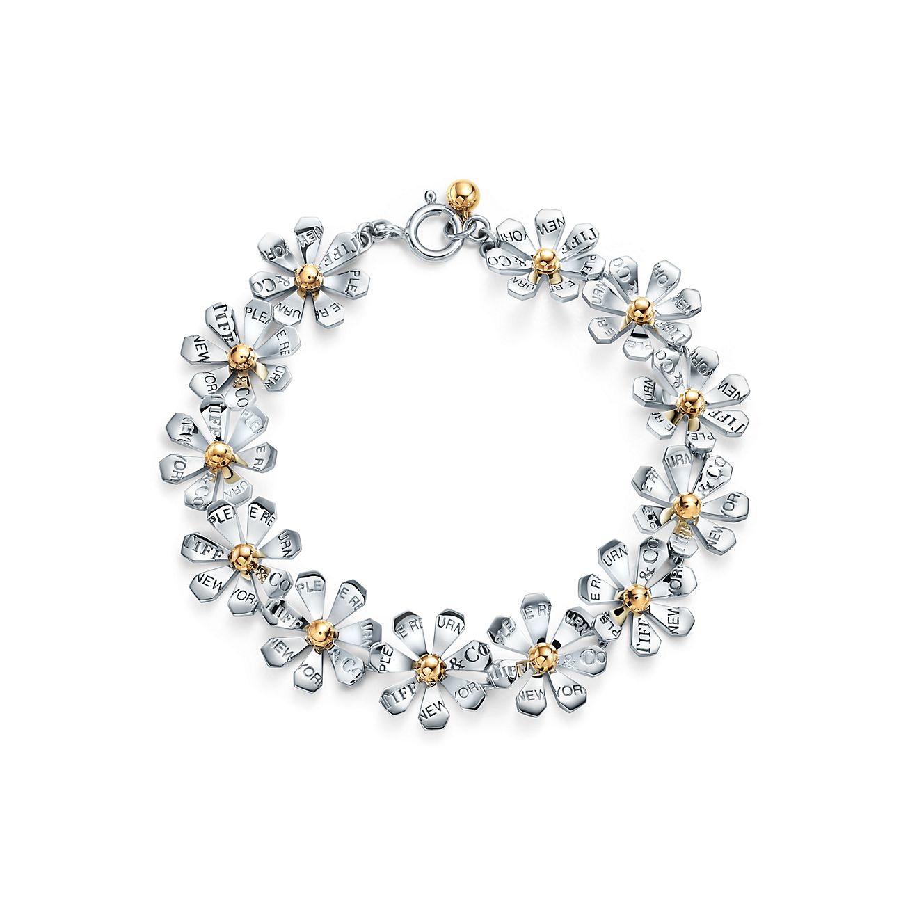 Return to Tiffany® Love Bugs Daisy Line Bracelet in Sterling Silver and 18k Gold