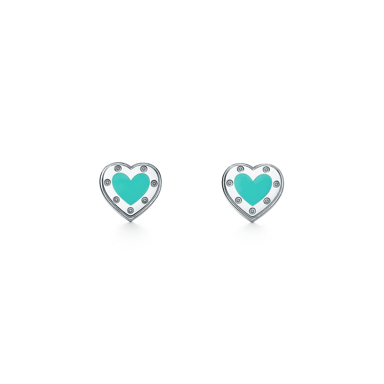 Return to Tiffany™ Love heart earrings in silver with enamel finish, mini. | Tiffany & Co.