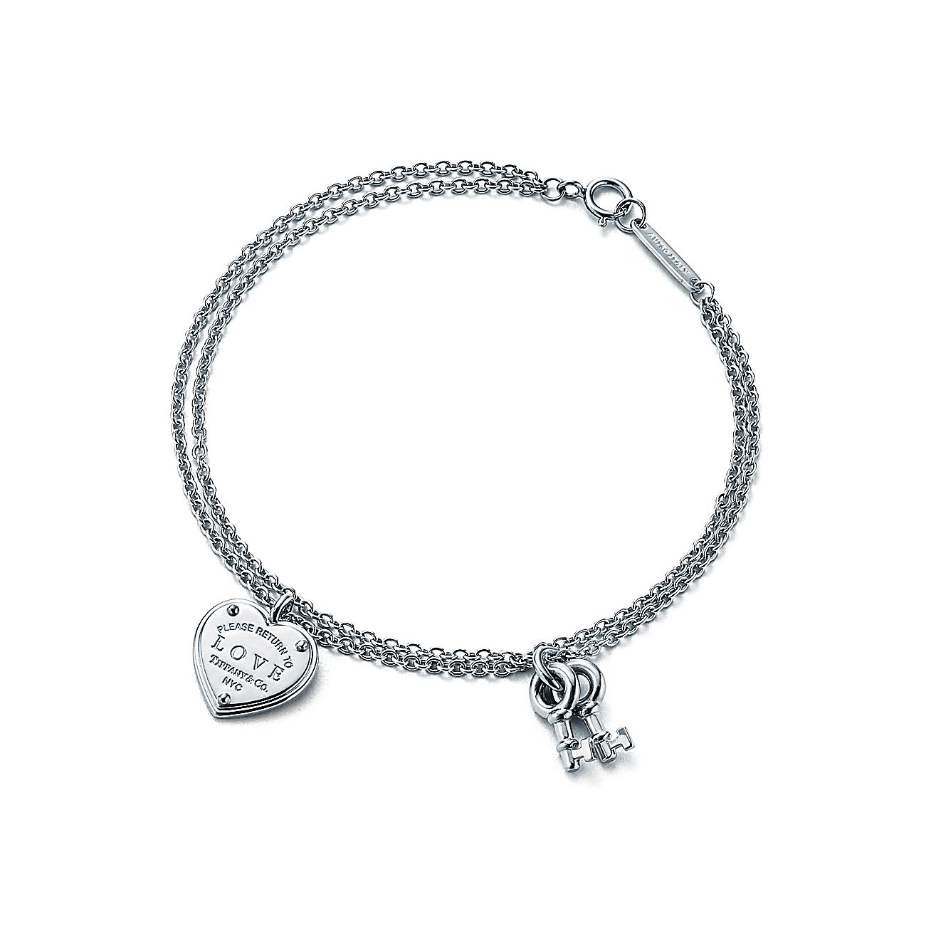 Return to Tiffany® Love heart tag key bracelet in sterling silver ...