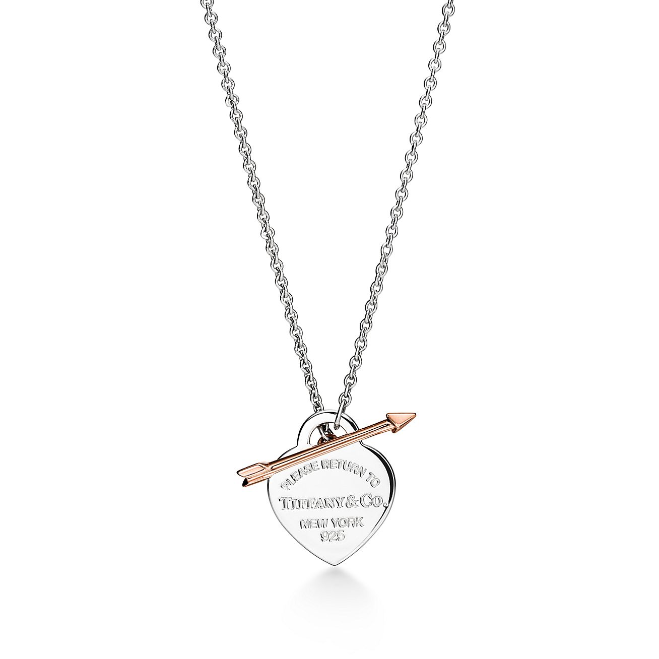 Return to Tiffany™ Lovestruck Heart Tag Pendant in Silver and Rose Gold, Medium | Tiffany & Co.