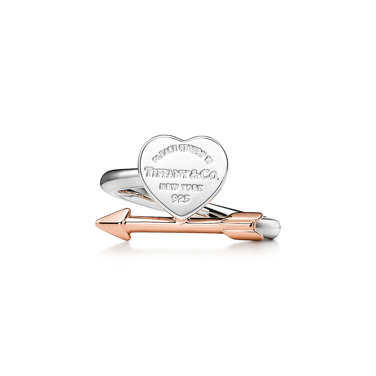 Return to Tiffany™ Lovestruck Heart Tag Ring in Silver and Rose Gold | Tiffany & Co.