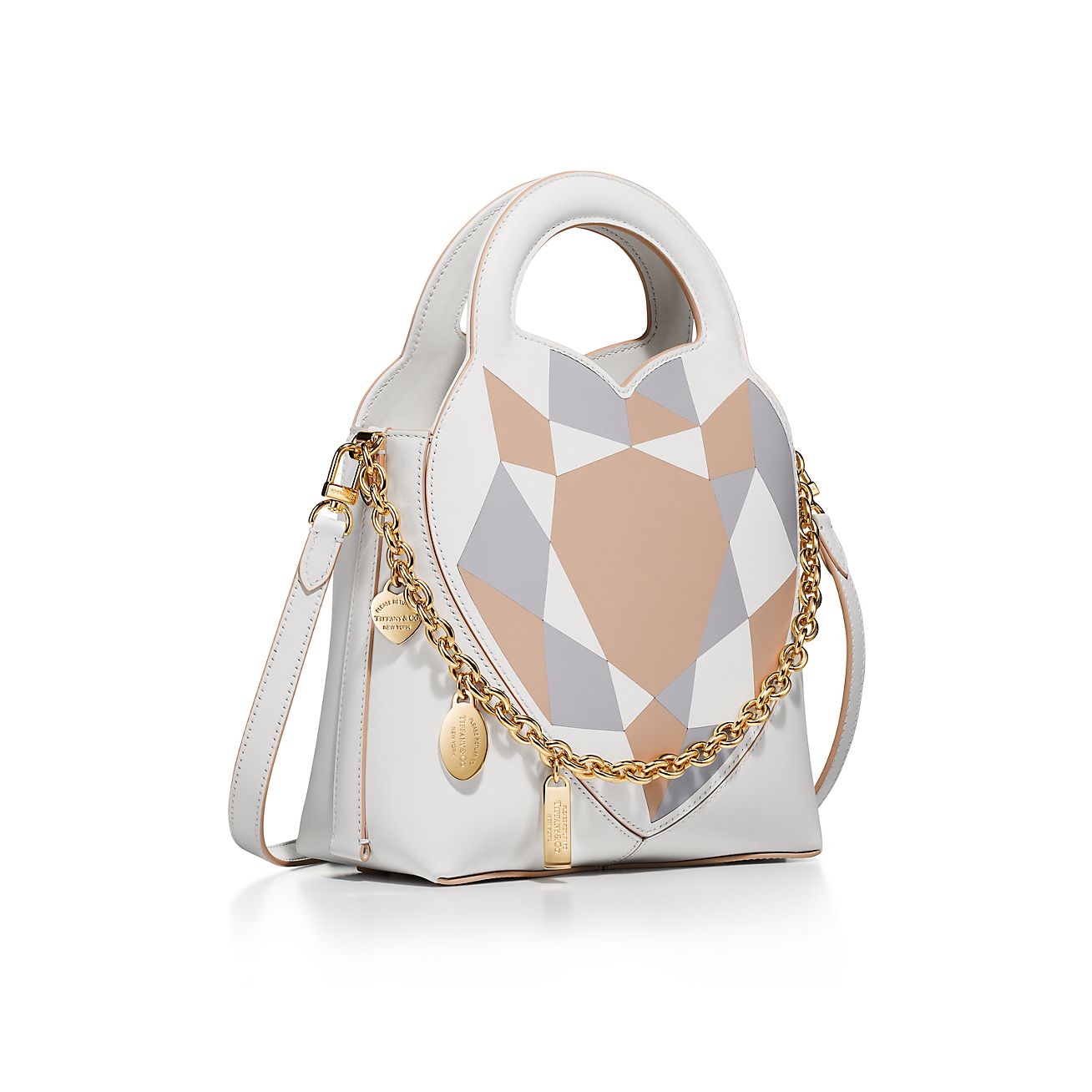 Return to Tiffany® Mini Charm Tote Bag in Neutral Intarsia Leather