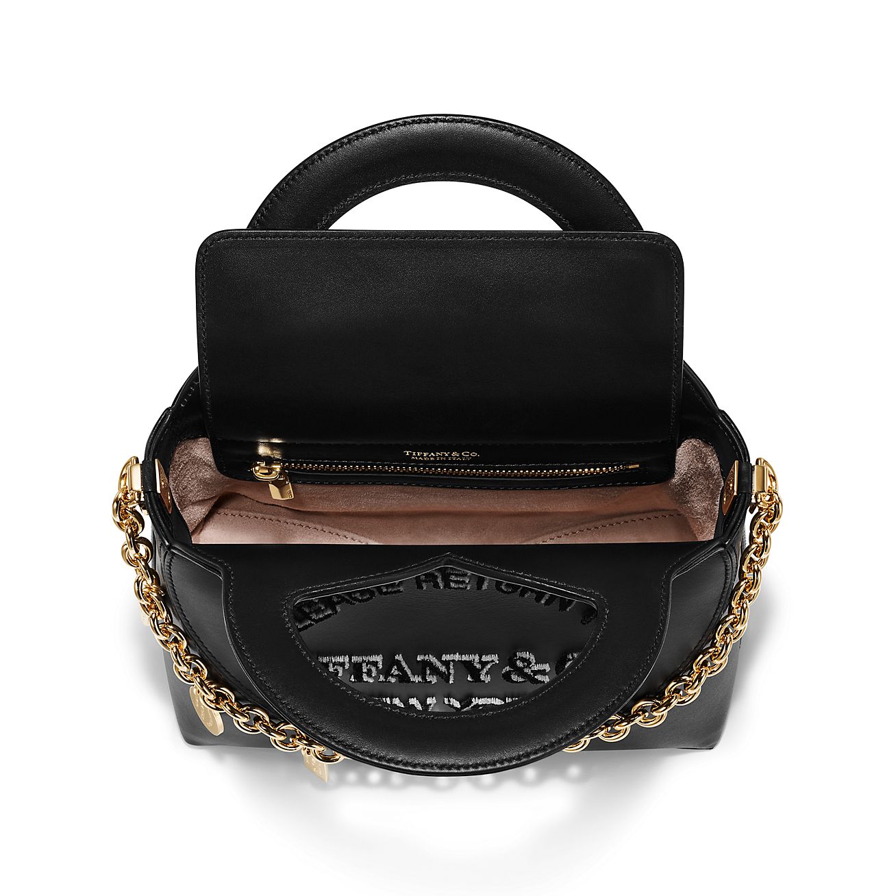 Return to Tiffany™ Mini Charm Tote Bag in Black Leather | Tiffany