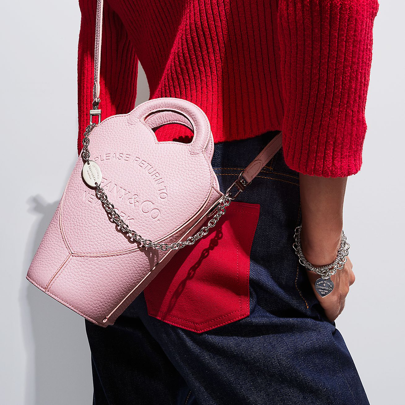 Return to Tiffany® Mini Crossbody Bag in Silver-colored Leather 