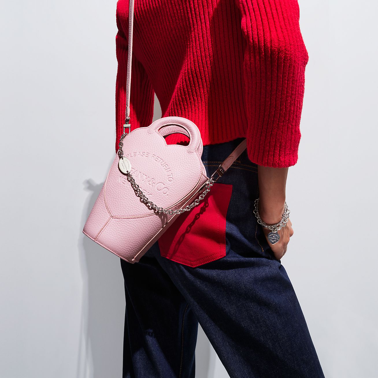 Return to Tiffany® Mini Crossbody Bag in Crystal Pink Leather