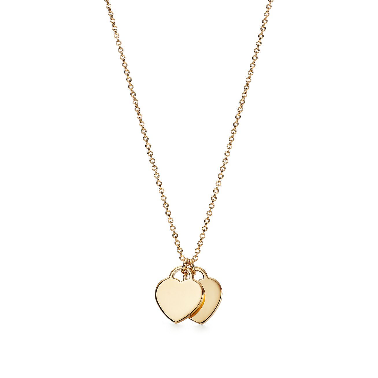 Double Heart Intertwined Necklace in Gold & Silver, Linked Love Hearts