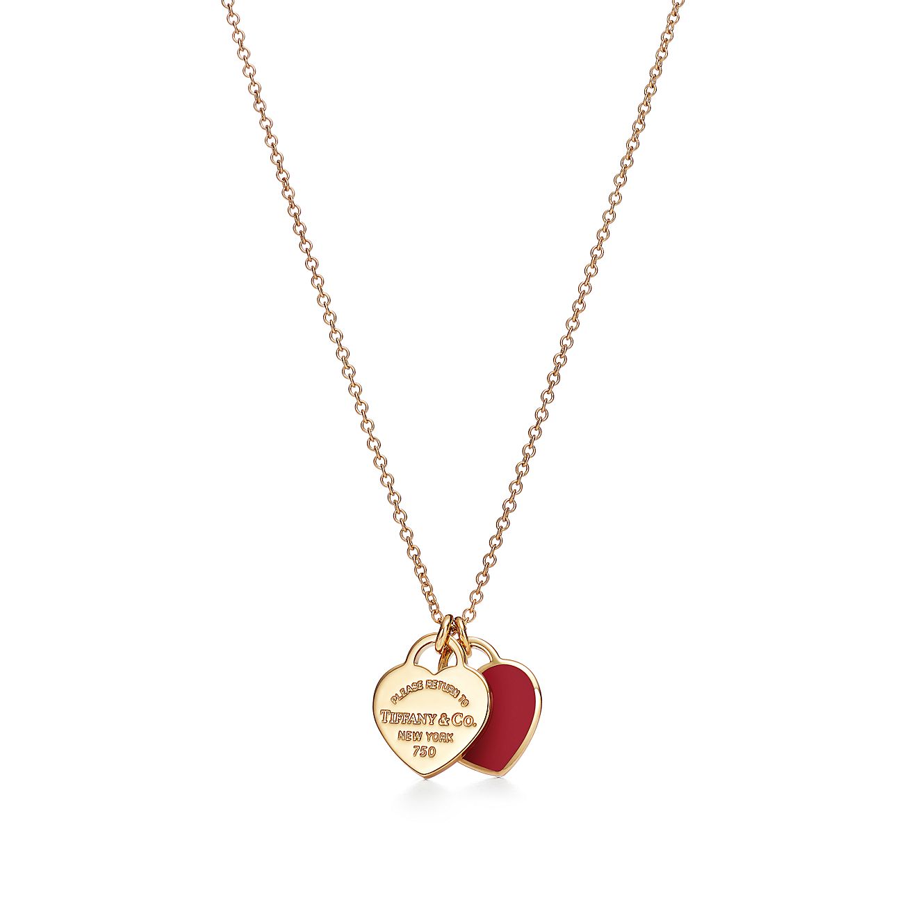 Return to Tiffany® mini double heart tag pendant in 18k gold 