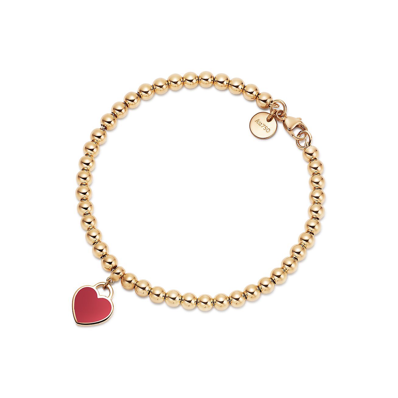 tiffany small bead bracelet with heart