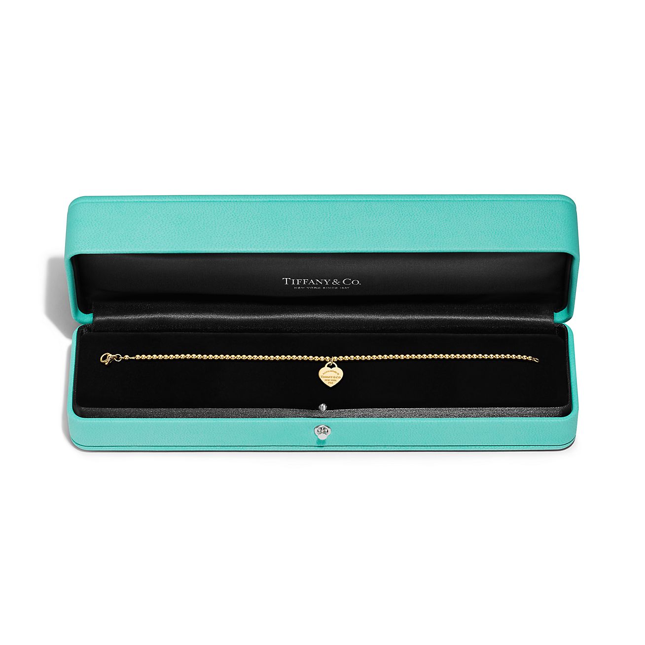 Return to Tiffany™ Mini Heart Tag Bead Bracelet in Yellow Gold