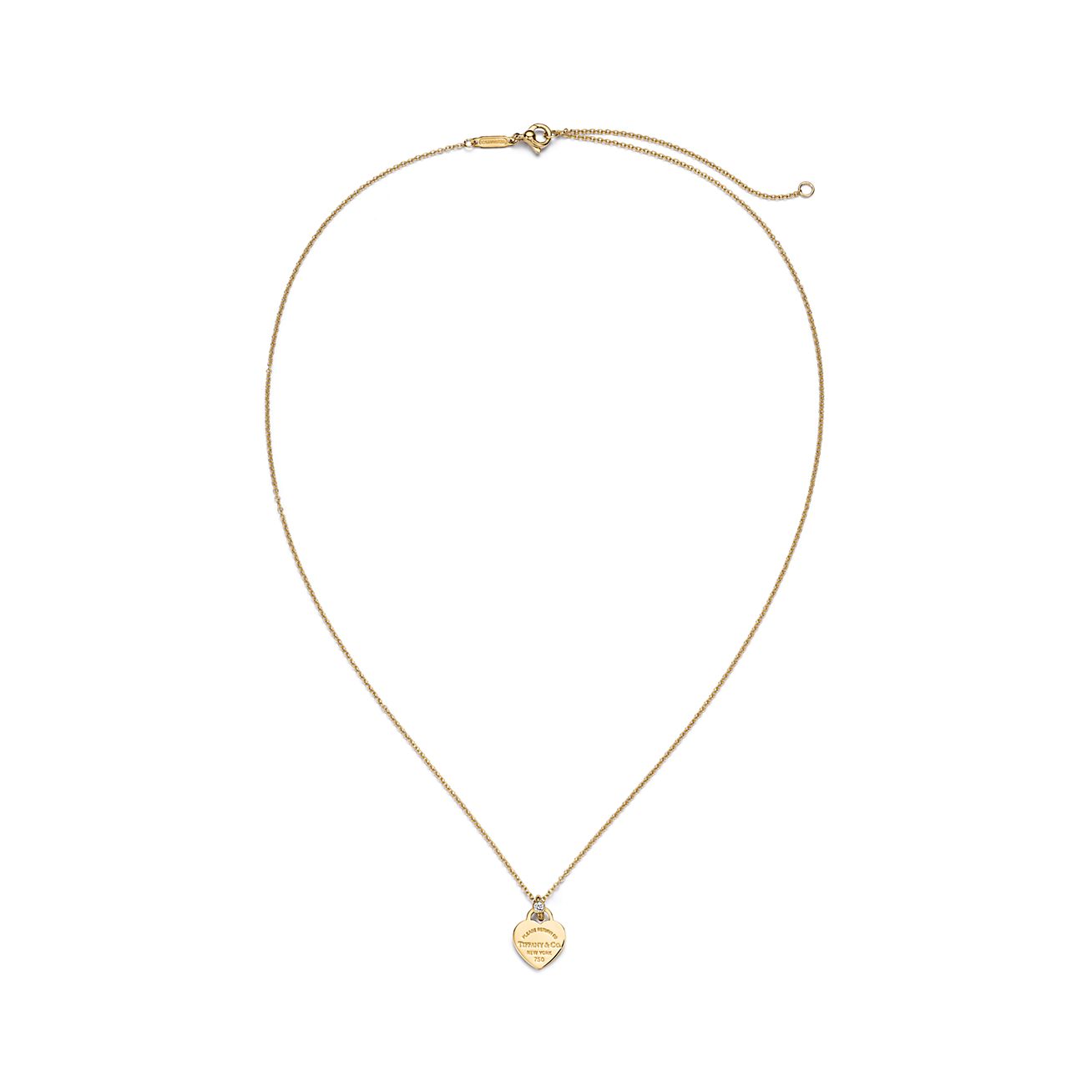 Return to Tiffany® Mini Heart Tag Pendant in Yellow Gold with a Diamond - Alternate shot 1