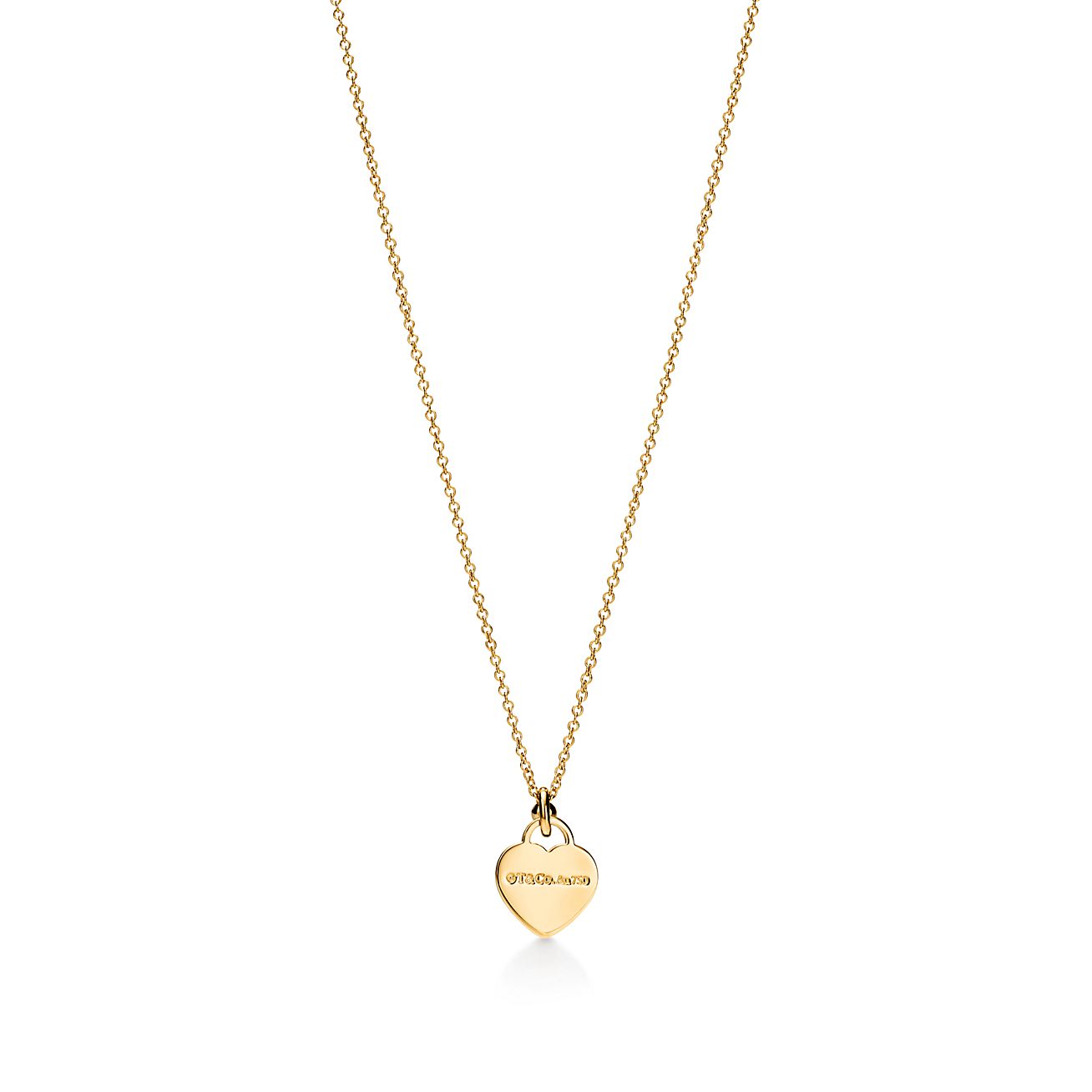 Return to Tiffany® Mini Heart Tag Pendant in Yellow Gold with a Diamond - Alternate shot 1 - Alternate shot 2