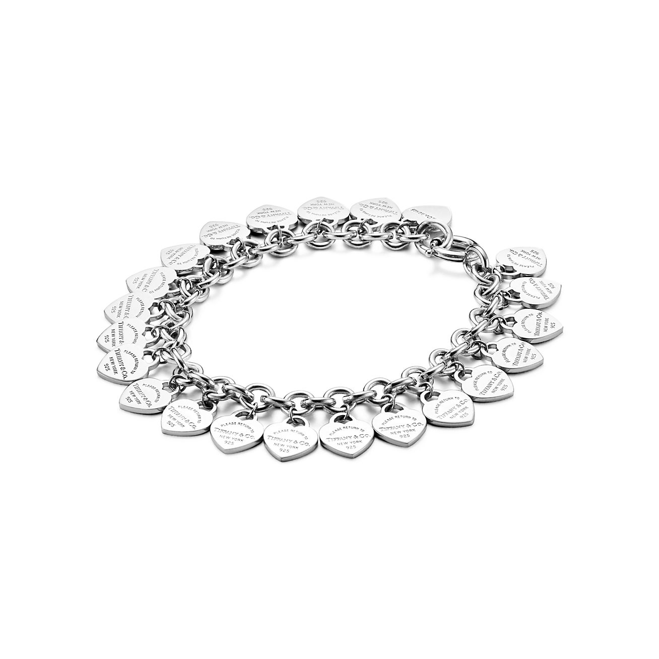 Tiffany & Co Silver Return to Tiffany Heart Tag Bracelet Bangle 8.5 inch Longer