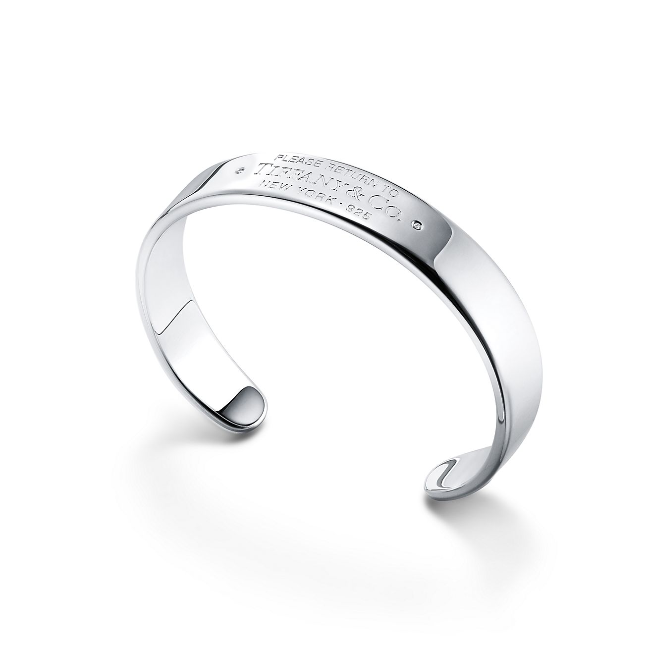 Return to Tiffany® narrow cuff in sterling silver with diamonds, large.