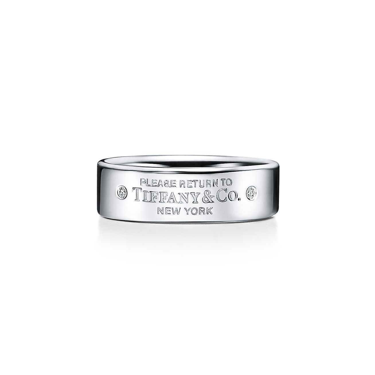Return to Tiffany® narrow ring in sterling silver with diamonds, 6 mm wide.