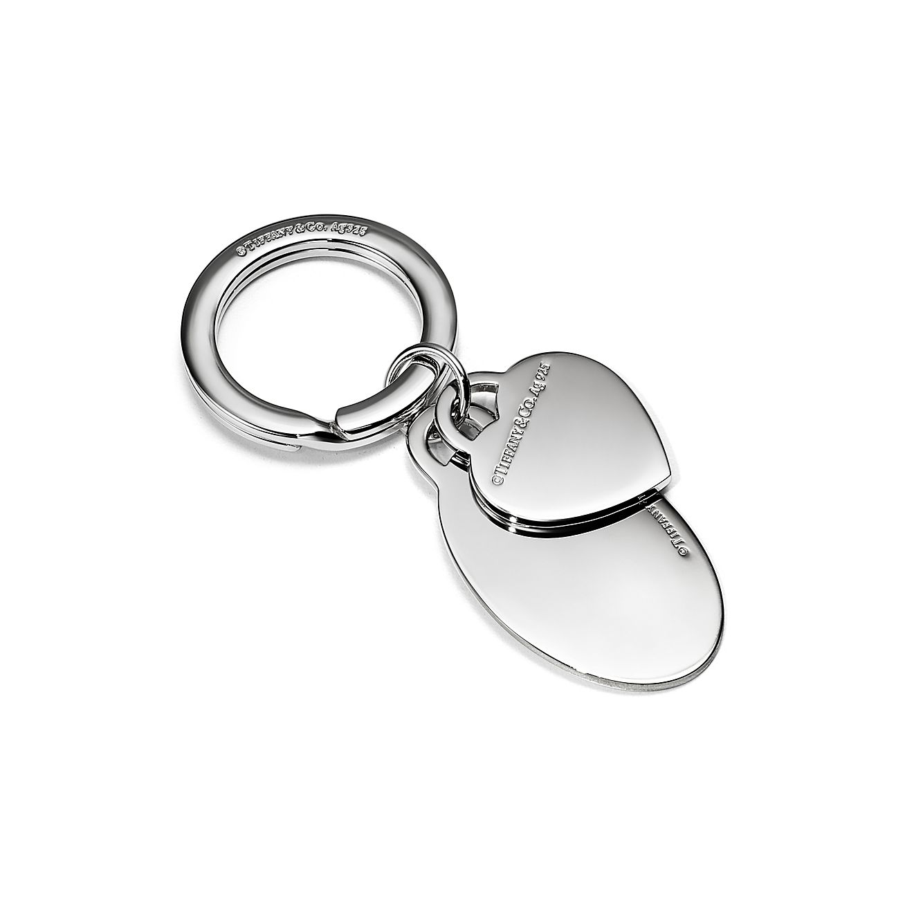 Return to Tiffany™ Oval and Heart Tag Keyring in Silver with 