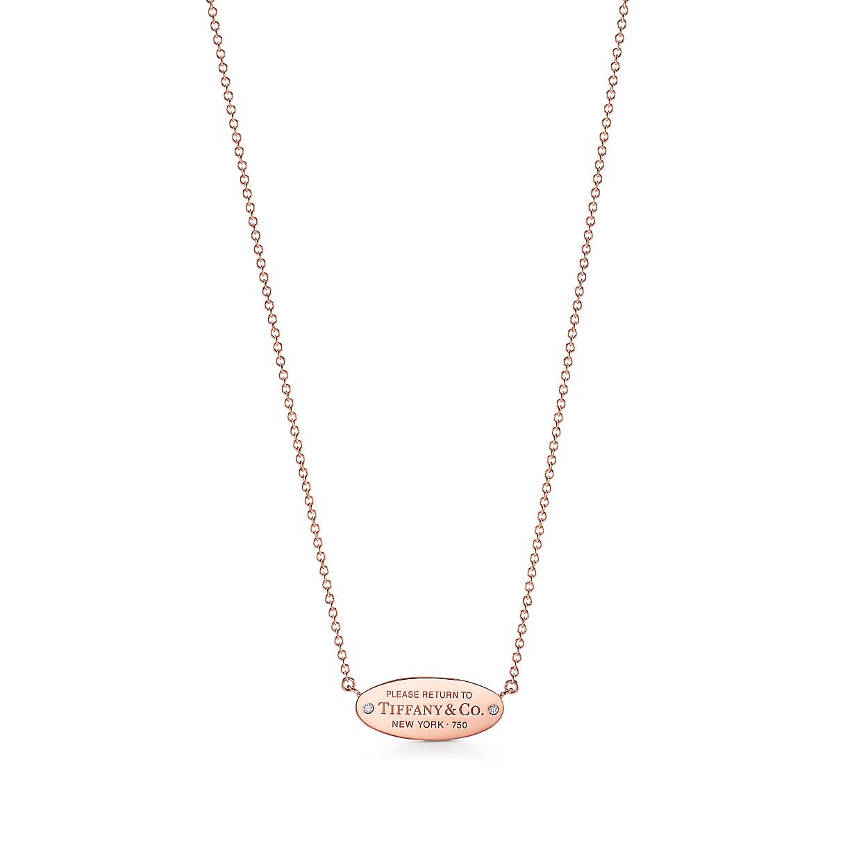 Return To Tiffany Oval I D Pendant In 18k Rose Gold With Diamonds 16 18 Tiffany Co