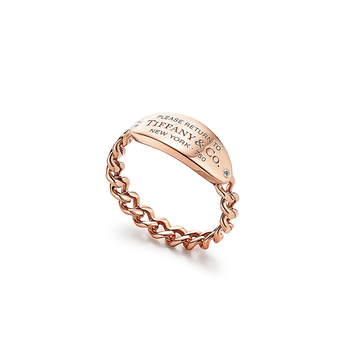 Return To Tiffany Oval I D Ring In 18k Rose Gold With Diamonds